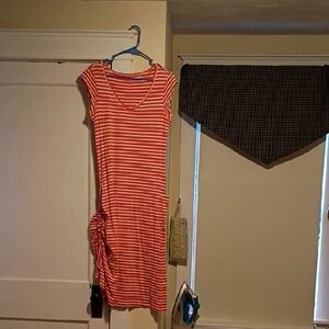 Toad&Co Red Striped Midi Dress